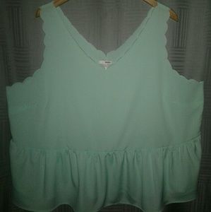 Bongo Mint Green Scalloped Peplum Tank